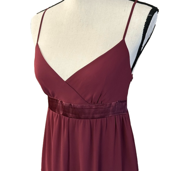 EUC ESPRIT Plum Chiffon Empire Waist Midi Dress Size 4 - Picture 2 of 9